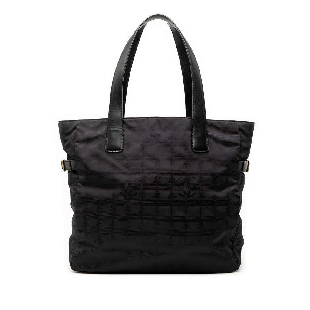 Chanel New Travel Line Nylon Tote Black Good - Front View
