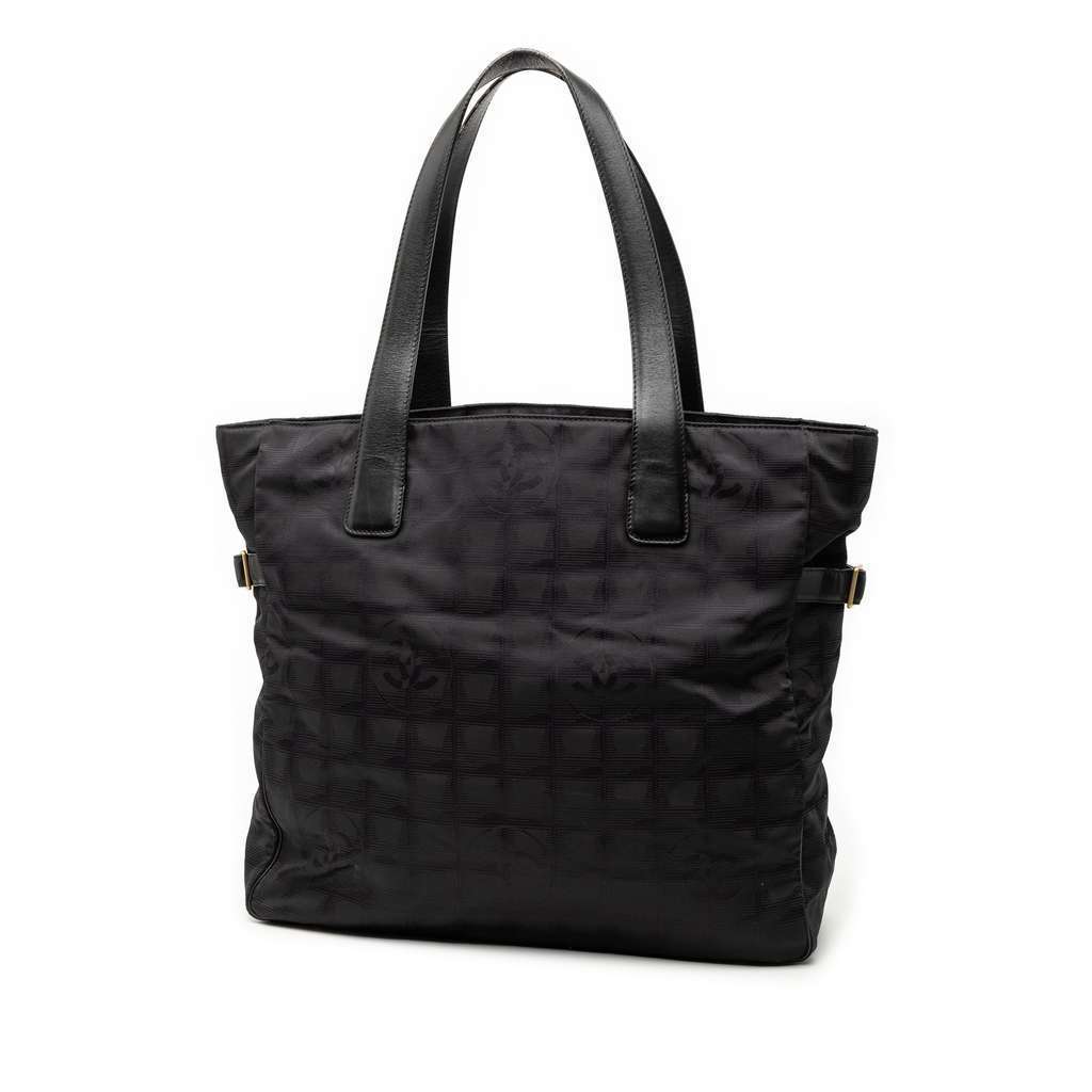 Chanel New Travel Line Nylon Tote Black Good - Back View