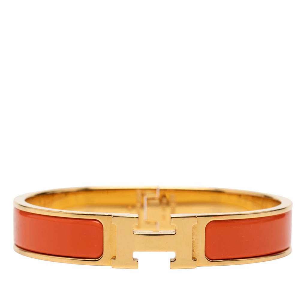Hermès Enamel Clic H Bracelet PM Orange Good condition - Front View