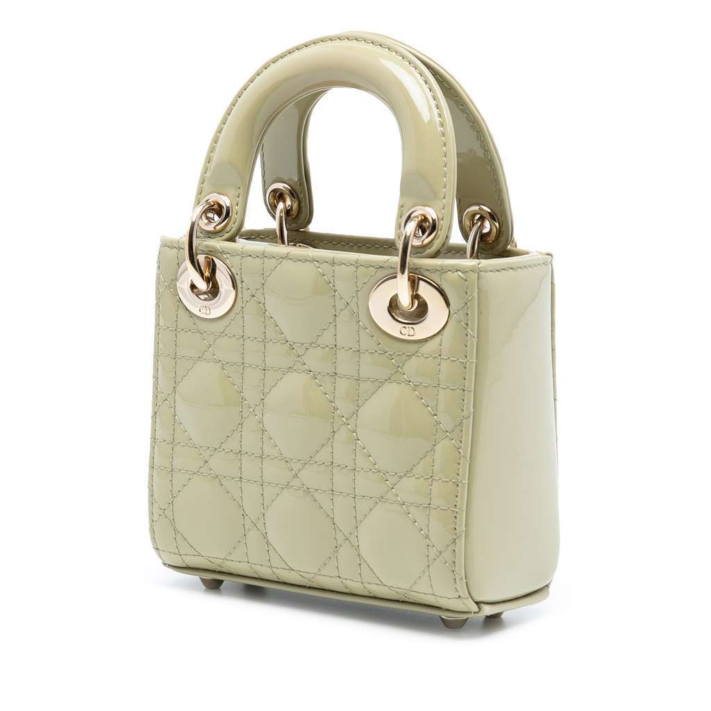 Dior Micro Patent Cannage Lady Dior Green Leather Very good condition - Back View