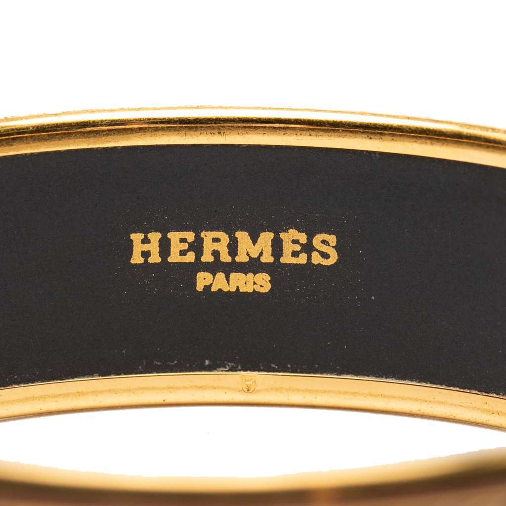Hermès Wide Printed Enamel Bangle 65 Black Good condition - Model View