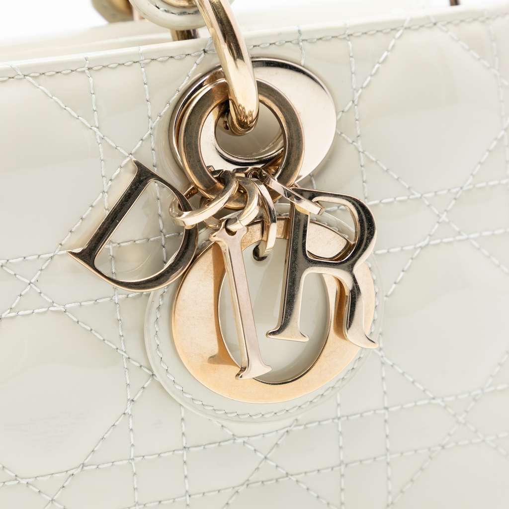 Dior Small Patent Cannage Lady D Joy White Leather Very good condition - Box View