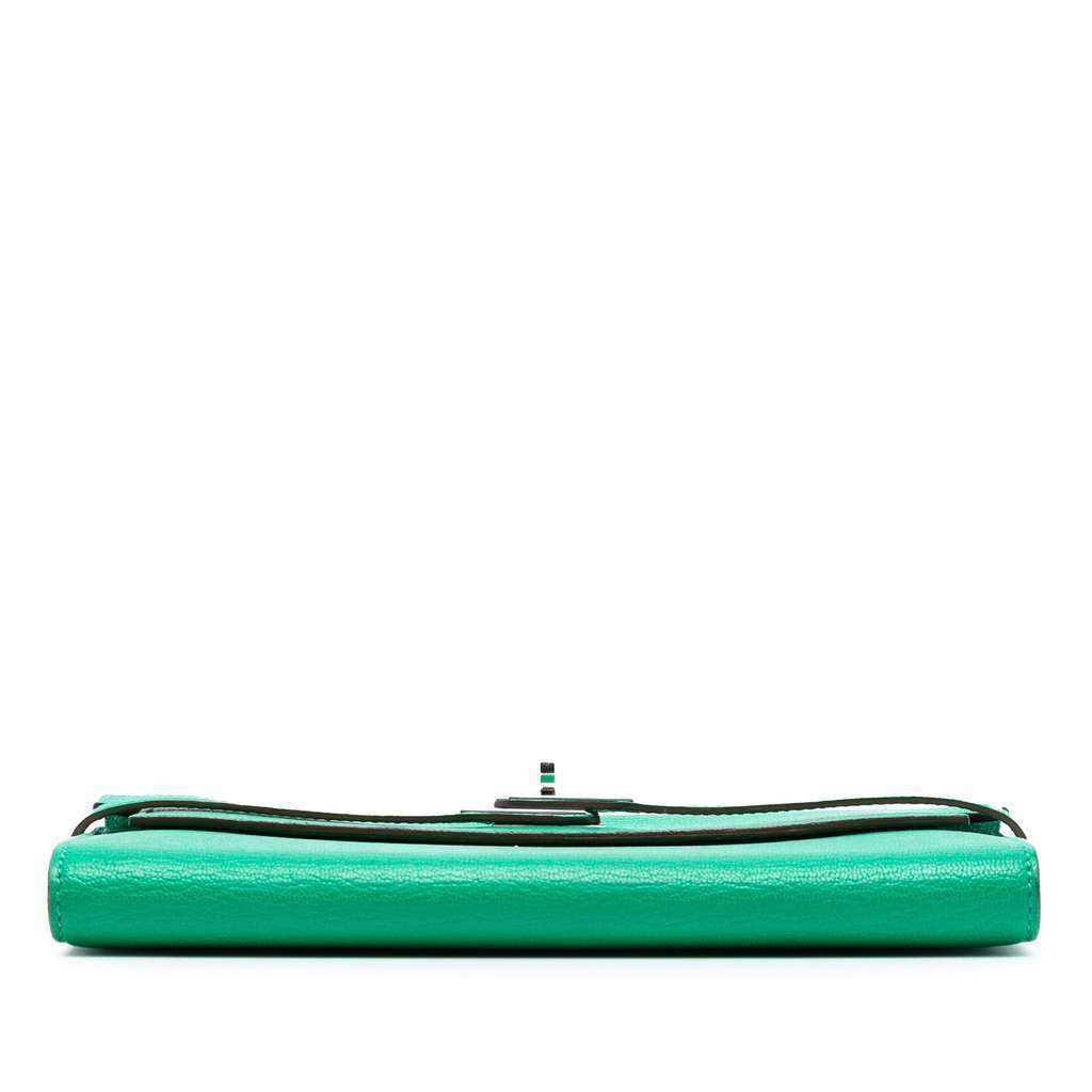 Hermès Chevre Mysore Kelly Longue Wallet Green Leather Good condition - Inside View