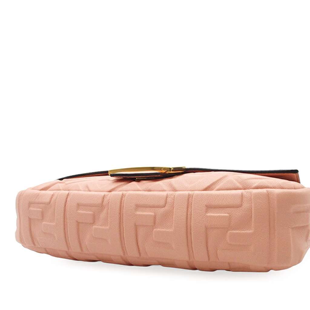 Fendi Zucca Embossed Leather Baguette Satchel Pink Leather Good condition - Inside View