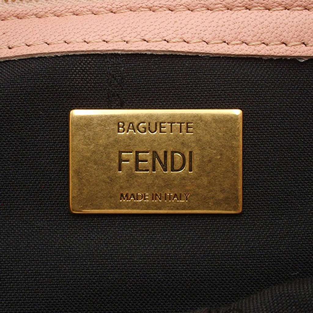 Fendi Zucca Embossed Leather Baguette Satchel Pink Leather Good condition - Box View