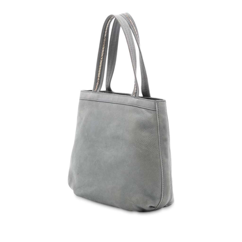 Fendi Nubuck FF Chains Tote Grey Leather Very good - Back View