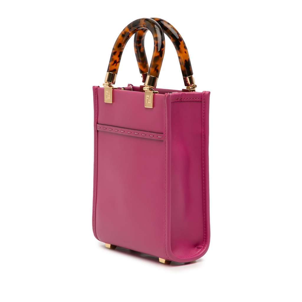 Fendi Mini Leather Sunshine Shopper Tote Pink Leather Very good - Back View