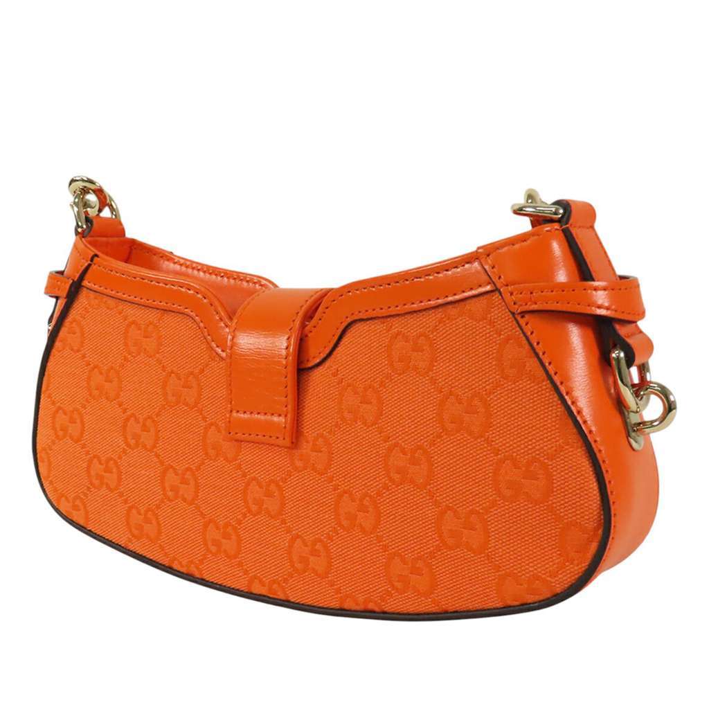 Gucci Mini GG Canvas Moon Side Shoulder Bag Orange Canvas Very good condition - Back View