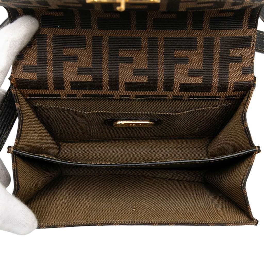 Fendi Zucca Canvas Flap Crossbody Brown Canvas Very good - Model View