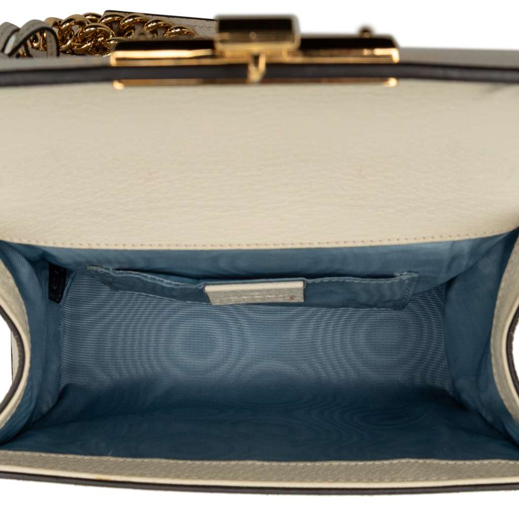 Gucci Small Leather Bee Star Padlock Crossbody White Leather Very good - Model View