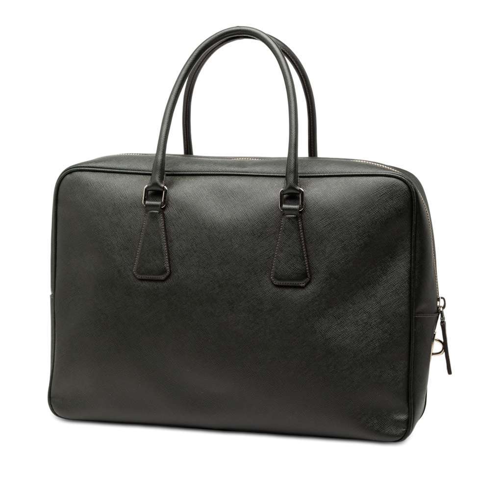 Prada Saffiano Business Bag Black Leather Good condition - Back View