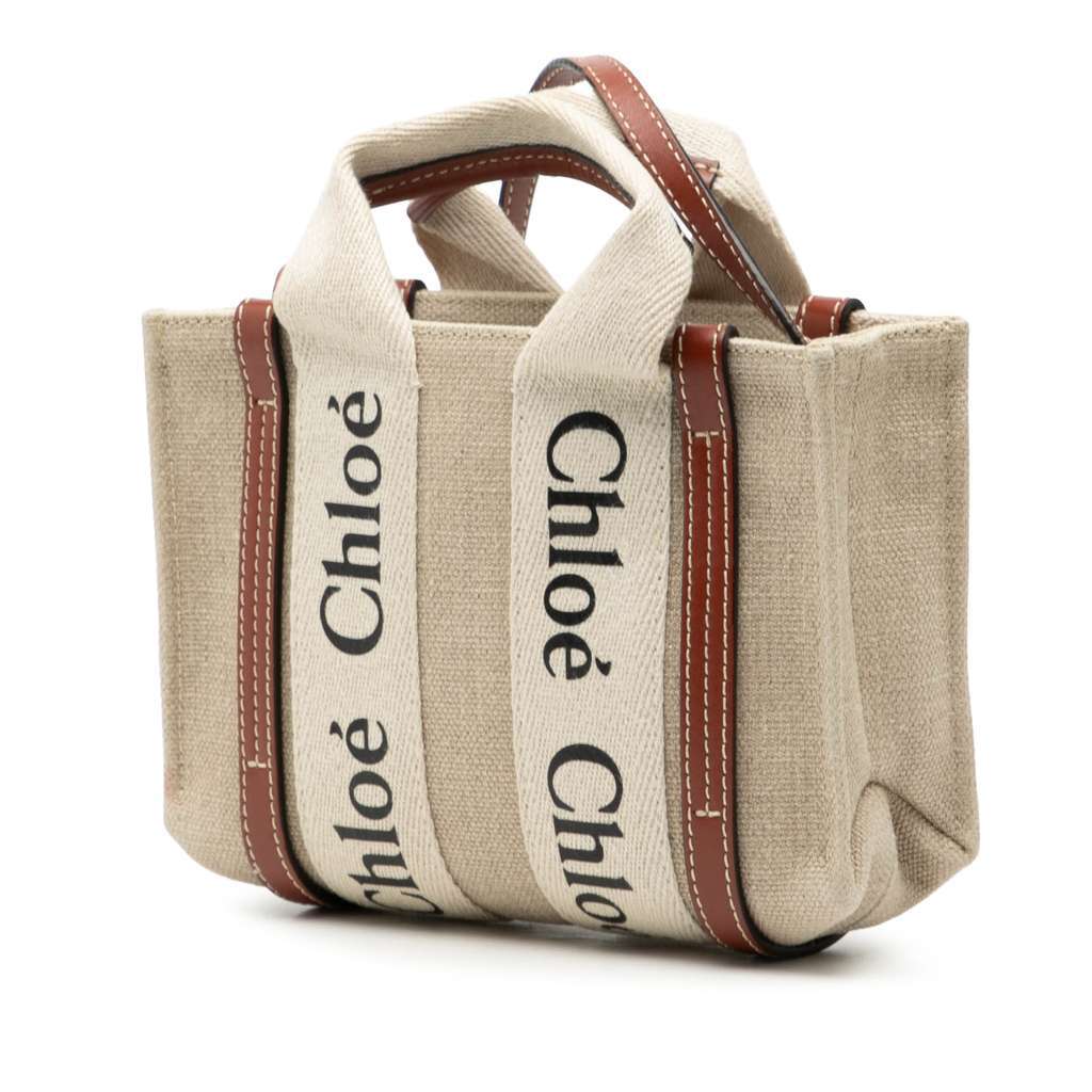 Chloé Mini Canvas Woody Satchel Brown Canvas Very good condition - Back View