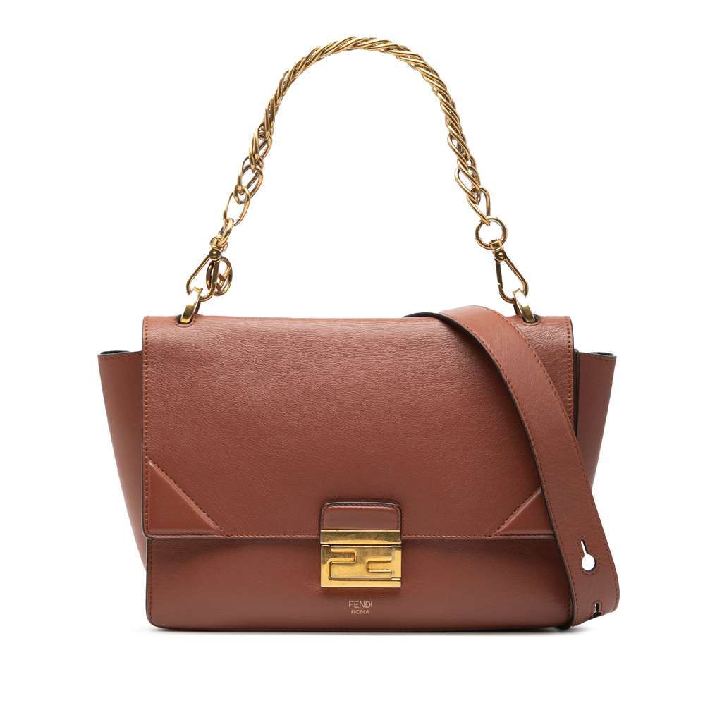 Fendi Calfskin Kan U Satchel Brown Leather Very good - Front View