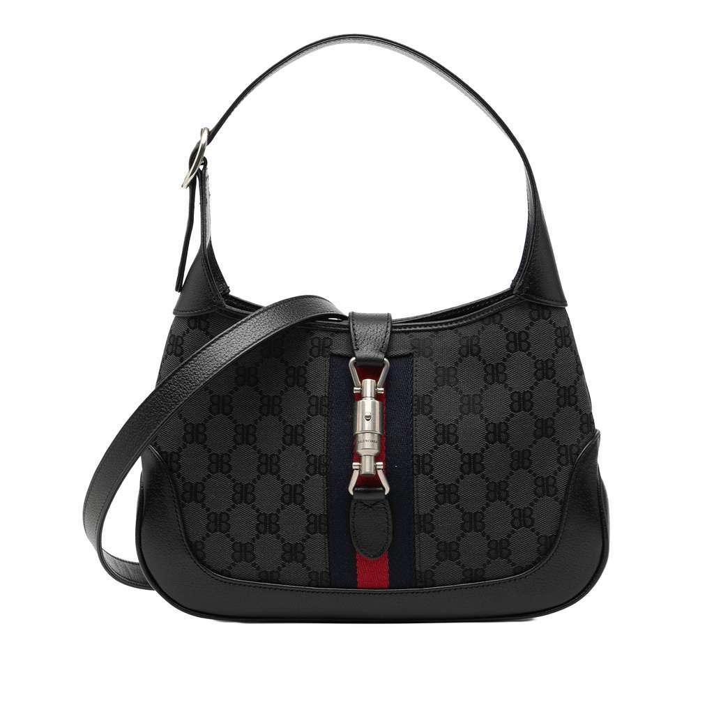 Balenciaga Gucci The Hacker Project Small BB Canvas Web Jackie 1961 Crossbody Black Canvas Good condition - Front View