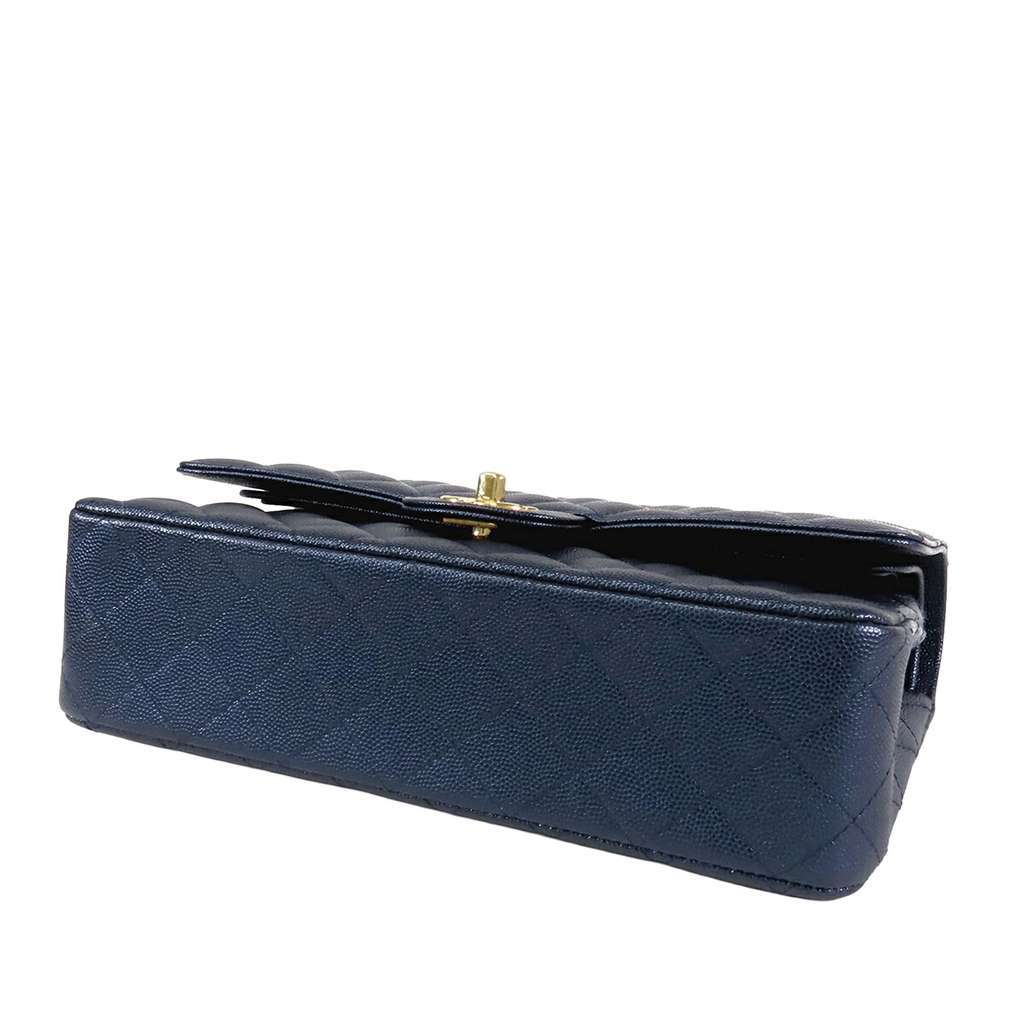 Chanel Medium Classic Caviar Double Flap Blue Leather Very good condition - Inside View