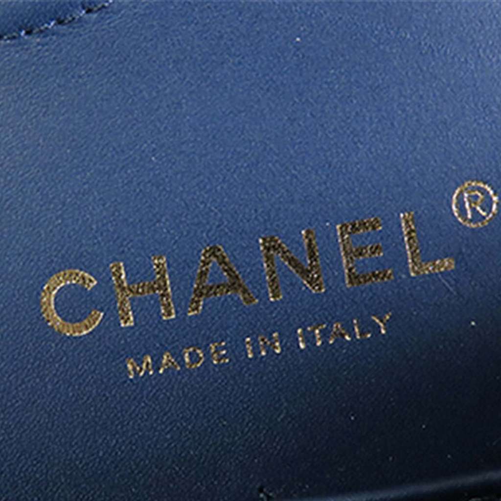 Chanel Medium Classic Caviar Double Flap Blue Leather Very good condition - Box View