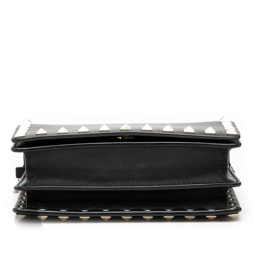 Valentino Leather Rockstud Chain Pouch Black Leather Good - Inside View