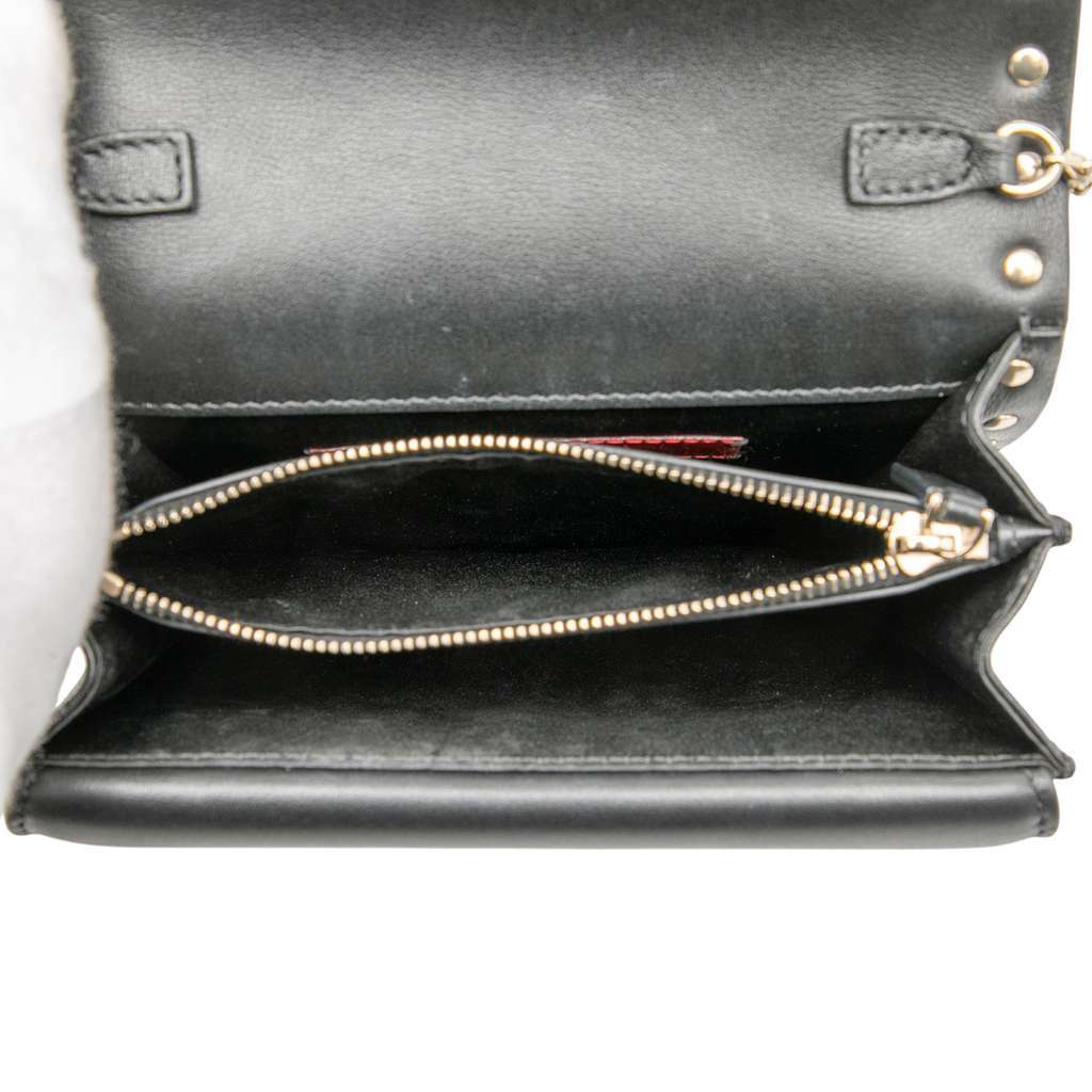 Valentino Leather Rockstud Chain Pouch Black Leather Good - Model View