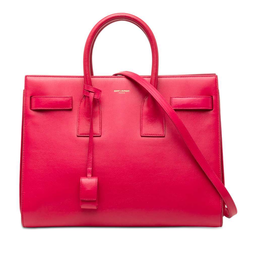 Saint Laurent Small Leather Sac De Jour Satchel Pink Leather Very good - Front View