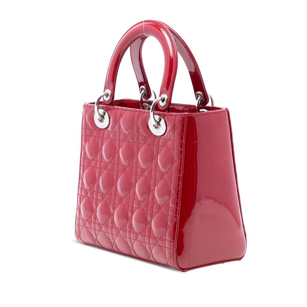 Dior Medium Patent Cannage Lady Dior Red Leather Very good - Back View