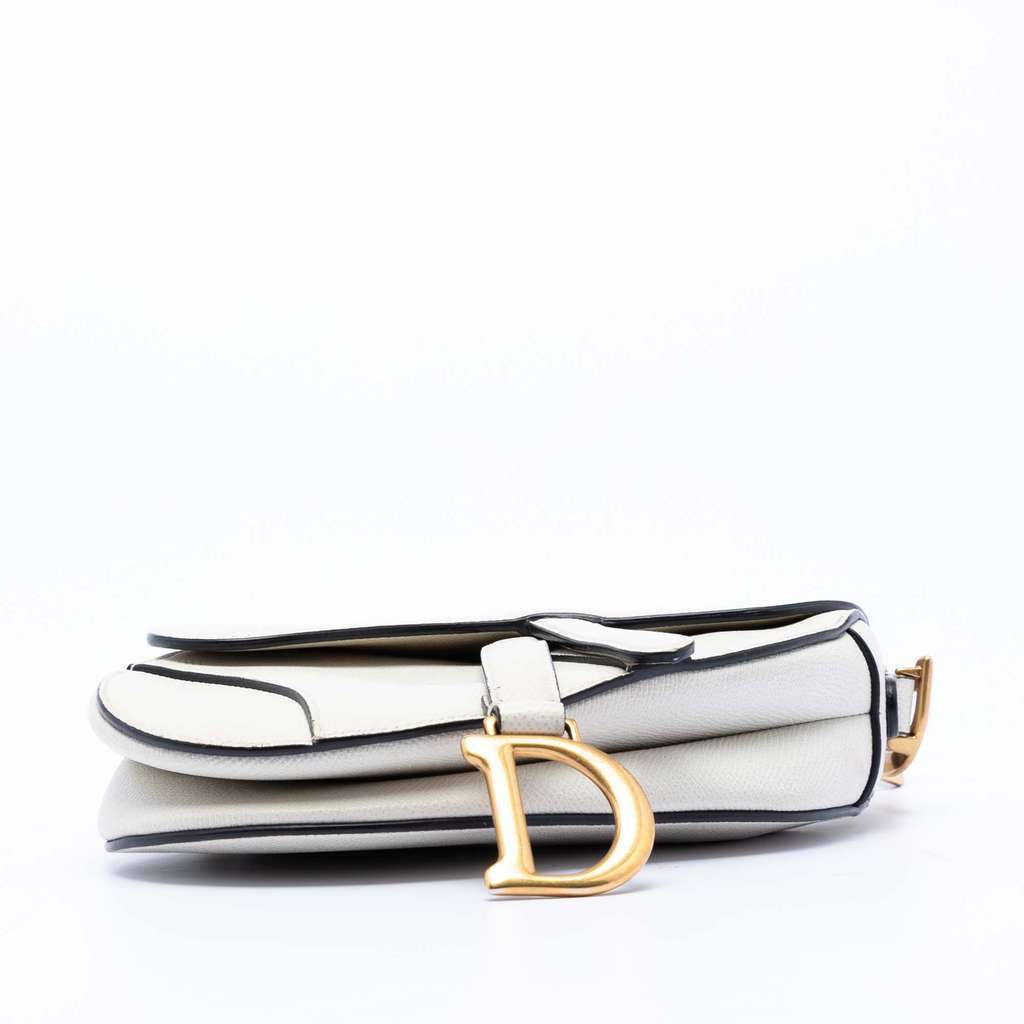 Dior Mini Grained Calfskin Saddle Bag White Leather Very good - Inside View