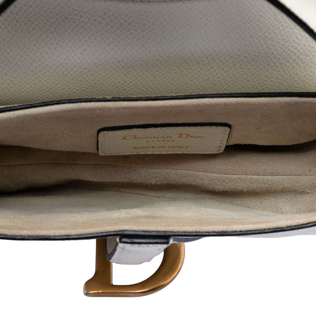 Dior Mini Grained Calfskin Saddle Bag White Leather Very good - Model View