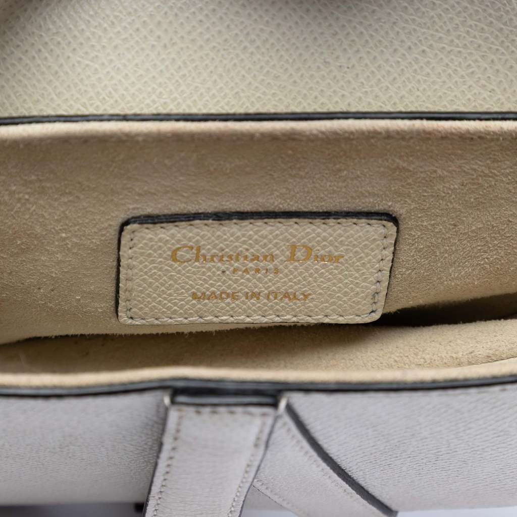 Dior Mini Grained Calfskin Saddle Bag White Leather Very good - Box View