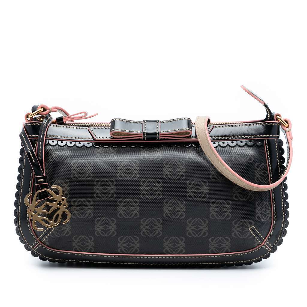 Loewe Anagram PVC Coated Canvas Shoulder Bag Black Very good - Front View