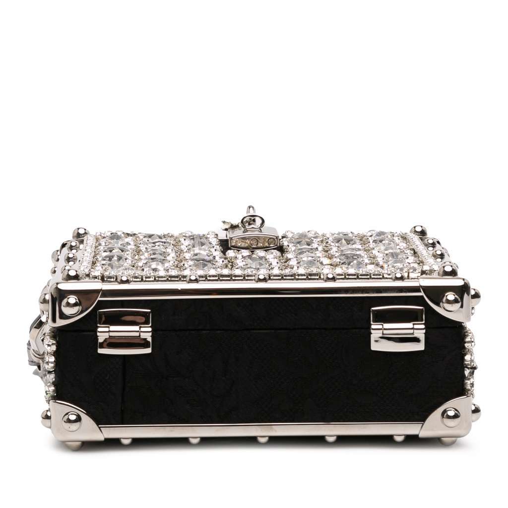 Dolce & Gabbana Rhinestone Embellished Jacquard Dolce Box Bag Black Jacquard Very good condition - Inside View