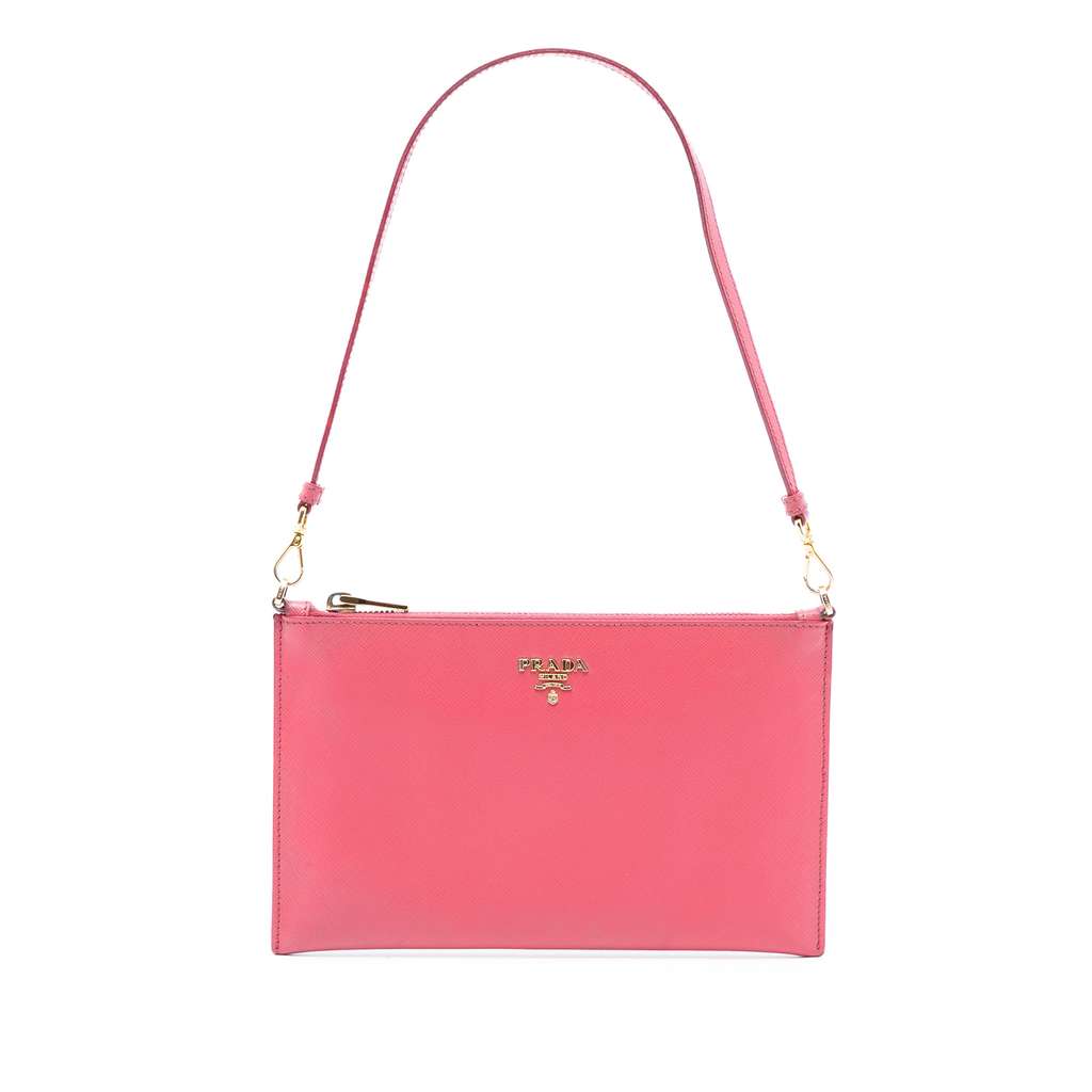 Prada Saffiano Shoulder Bag Pink Leather Very good condition - Front View