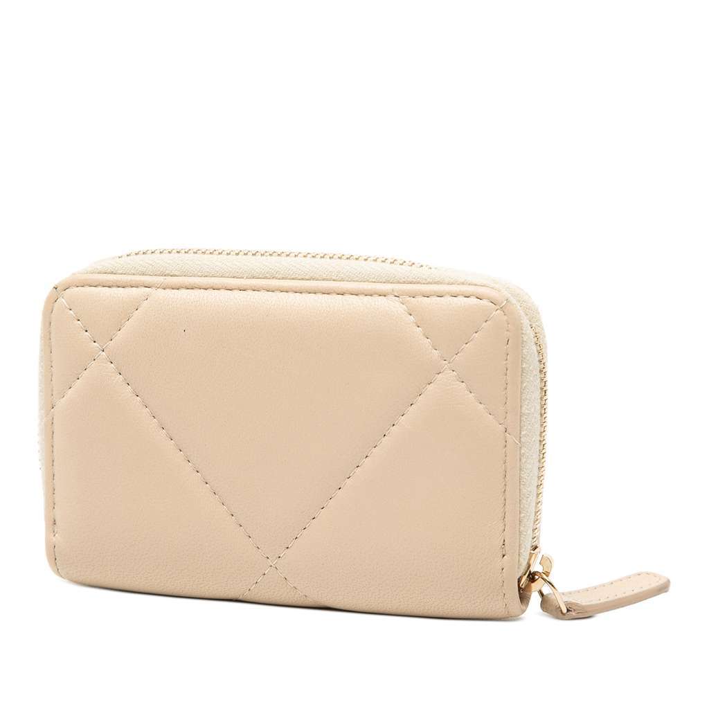 Chanel Quilted Lambskin 19 Zip Coin Purse Brown Leather Very good condition - Back View