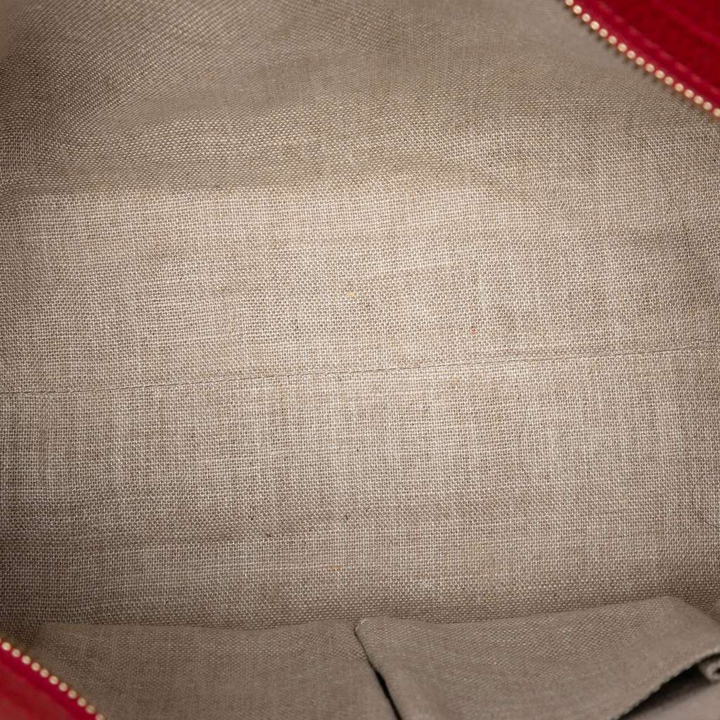 Gucci Leather Bamboo Tassel Satchel Red Leather Very good - Model View
