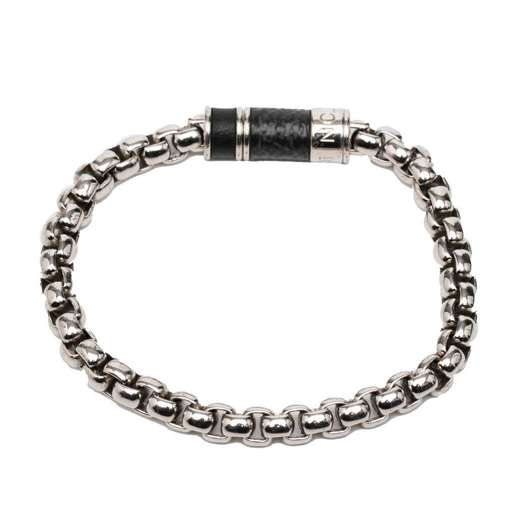 Louis Vuitton Silver Plated Monogram Eclipse Chain Bracelet Silver Brass Very good condition - Inside View