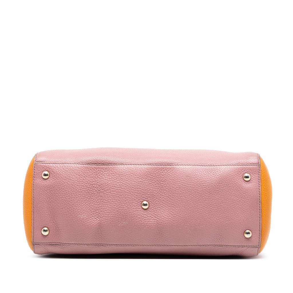 Gucci Medium Bicolor Calfskin Bamboo Shopper Satchel Pink Leather Very good condition - Inside View