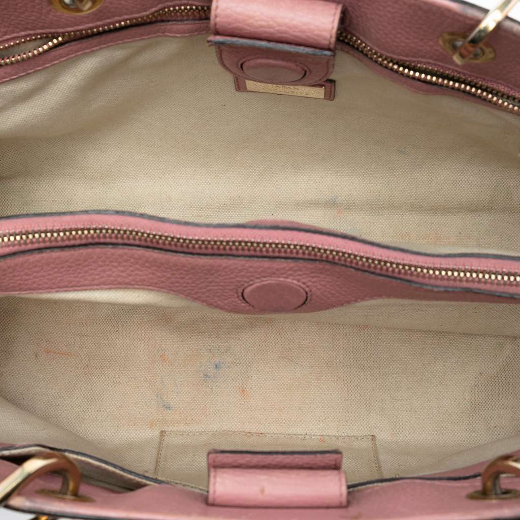 Gucci Medium Bicolor Calfskin Bamboo Shopper Satchel Pink Leather Very good condition - Model View