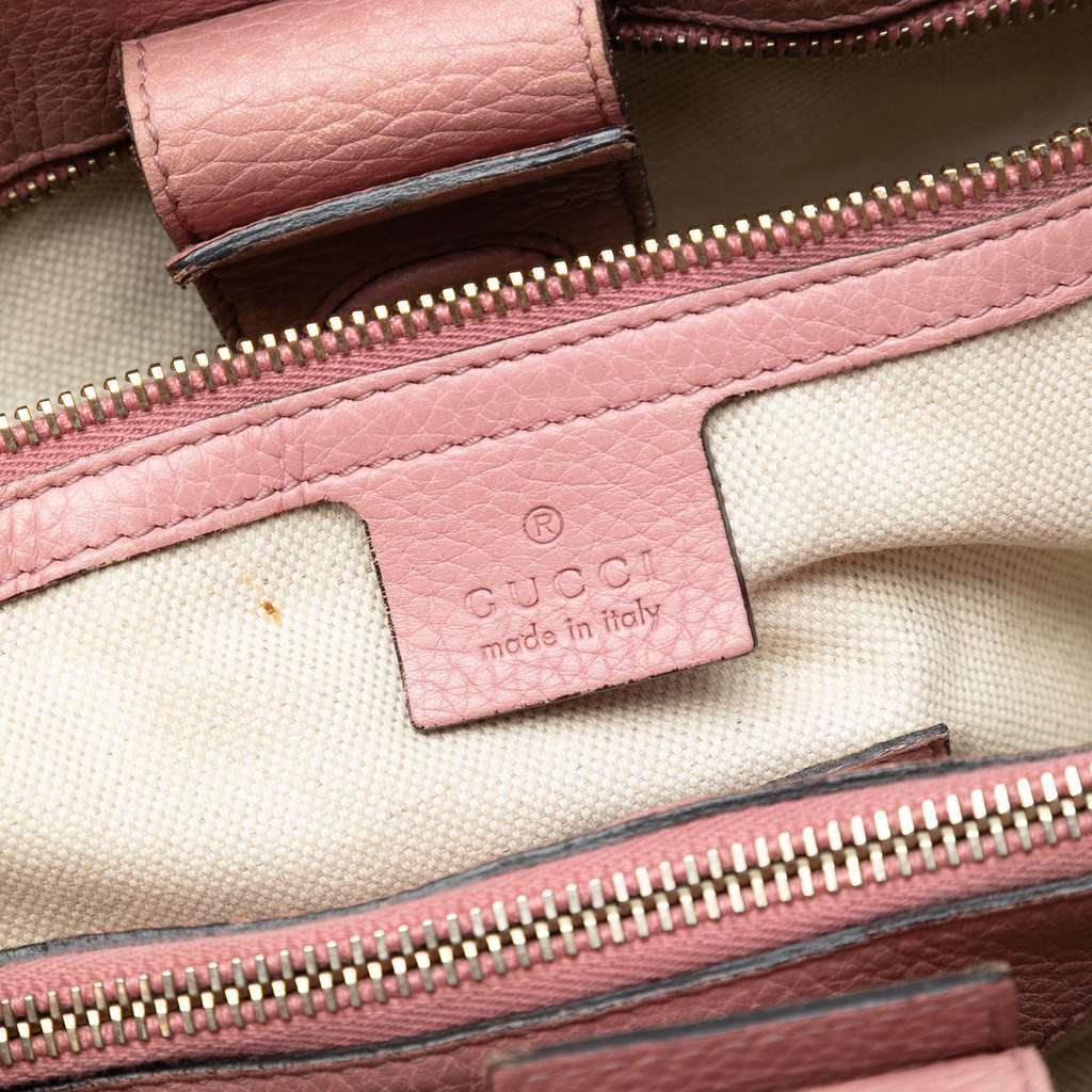 Gucci Medium Bicolor Calfskin Bamboo Shopper Satchel Pink Leather Very good condition - Box View