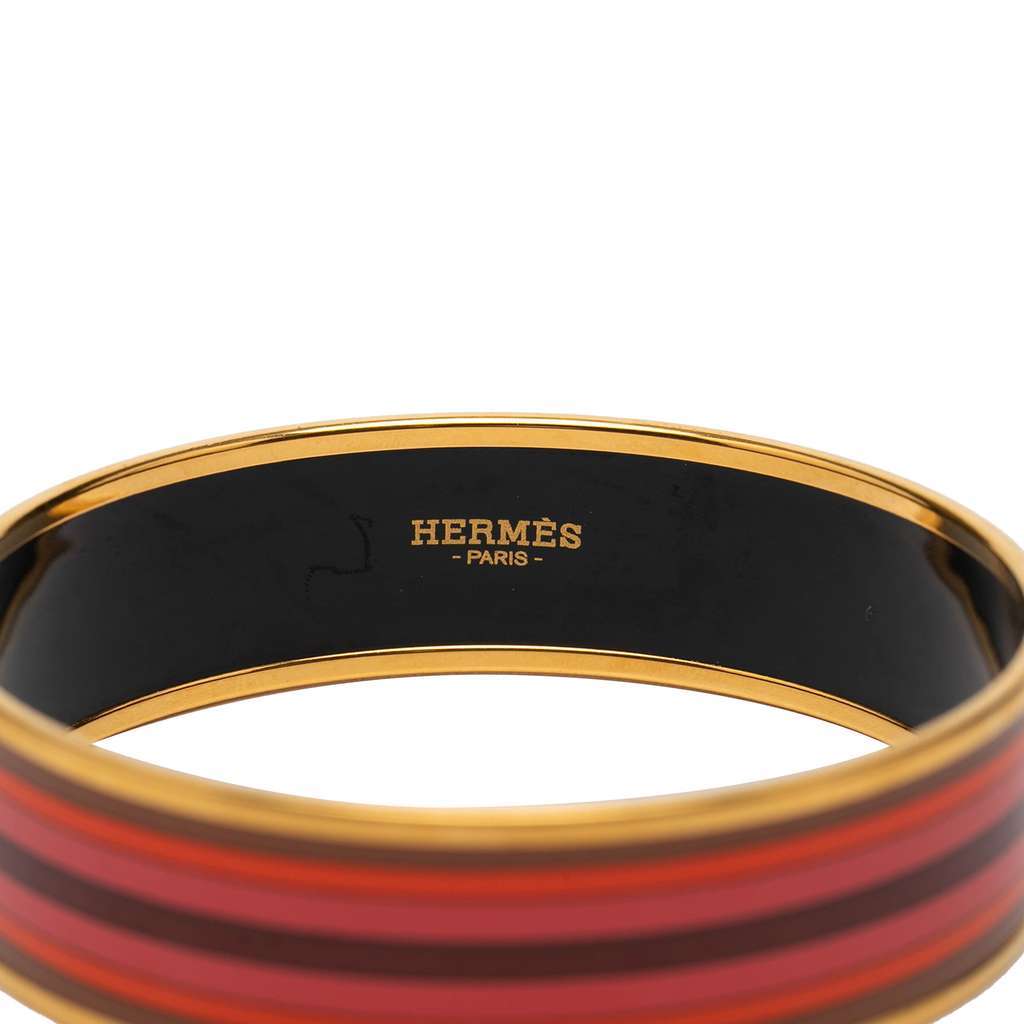 Hermès Wide Printed Enamel Bangle 65 Brown Very good - Model View