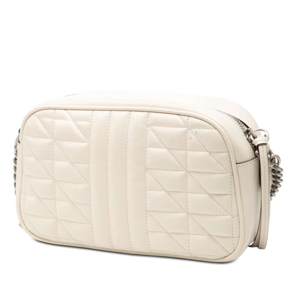 Gucci Small GG Marmont Matelasse Leather Aria Crossbody White Leather Very good - Back View