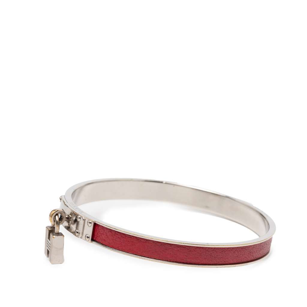 Hermès Leather Kelly H Cadena Lock Bangle Bracelet Red Leather Good condition - Back View