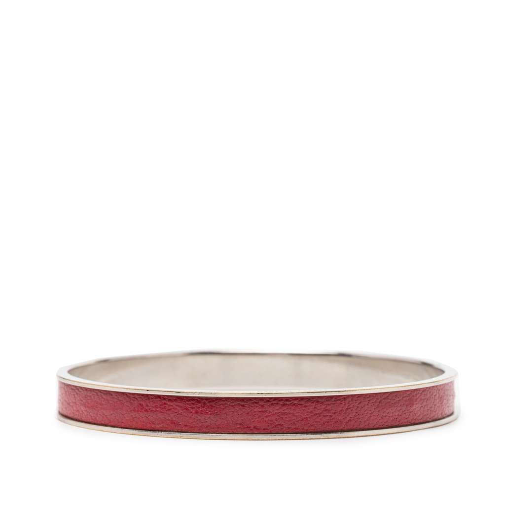 Hermès Leather Kelly H Cadena Lock Bangle Bracelet Red Leather Good condition - Inside View