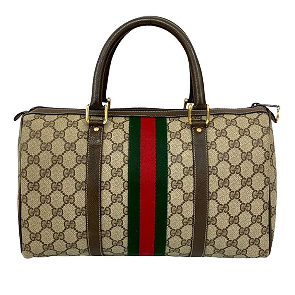 Gucci GG Supreme Web Boston Brown Canvas Good - Back View