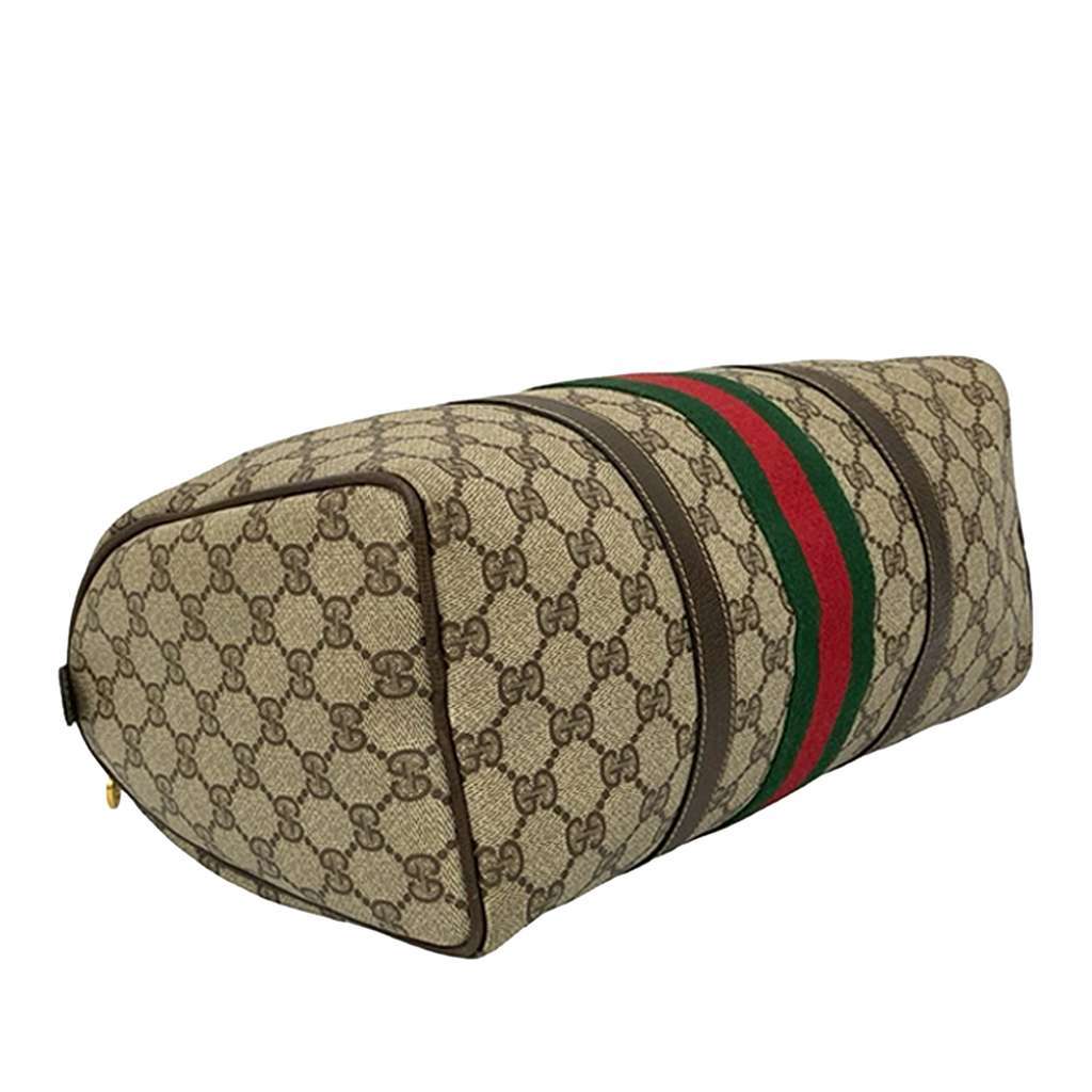 Gucci GG Supreme Web Boston Brown Canvas Good - Inside View