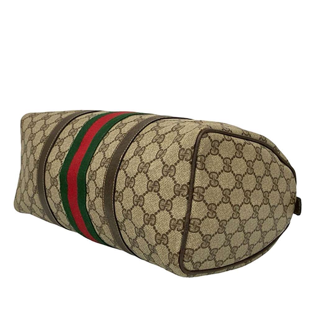 Gucci GG Supreme Web Boston Brown Canvas Good - Model View