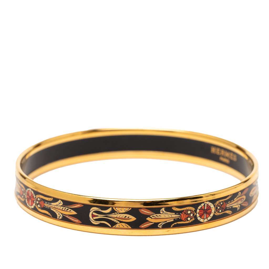 Hermès Narrow Dream Catcher Enamel Bangle 62 Black Good condition - Back View