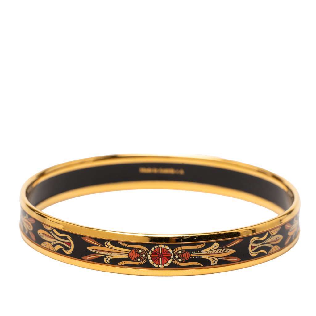 Hermès Narrow Dream Catcher Enamel Bangle 62 Black Good condition - Inside View
