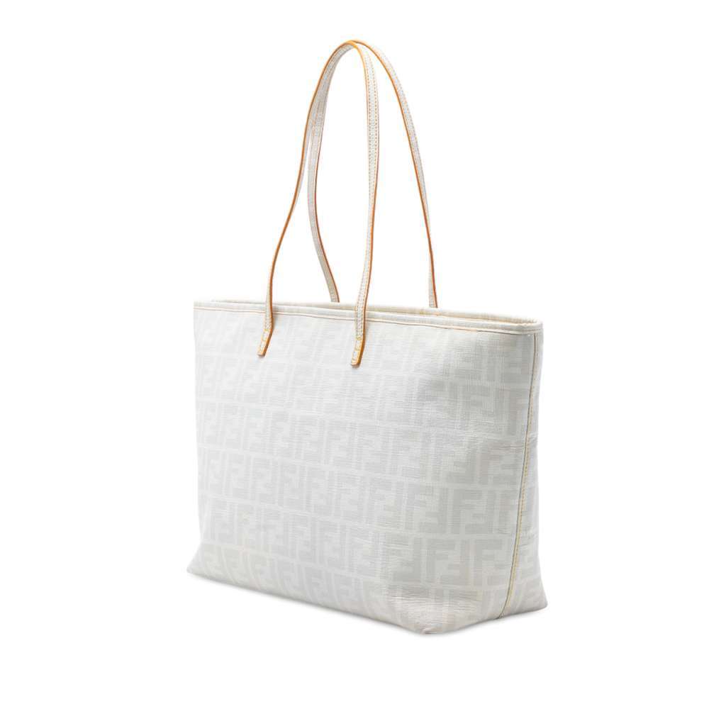 Fendi Medium Zucca Spalmati Roll Tote White Canvas Very good - Back View