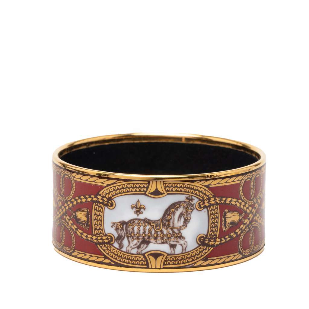Hermès Extra Wide Enamel Grand Apparat Bracelet 70 Red Very good condition - Inside View
