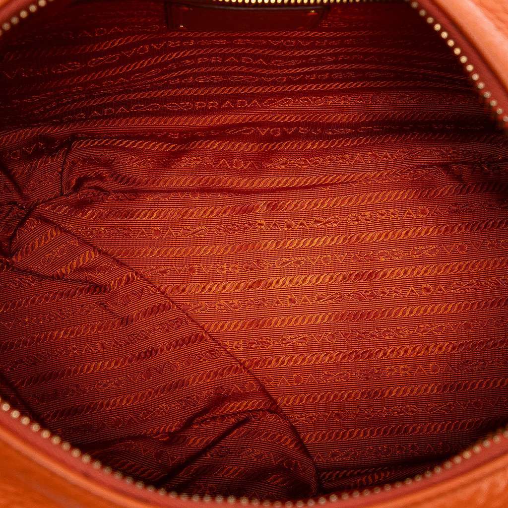 Prada Vitello Daino Zip Top Hobo Orange Leather Very good condition - Model View
