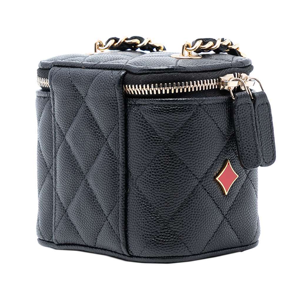 Chanel Mini Quilted Caviar Coco Casino Vanity Case Black Leather Very good - Back View