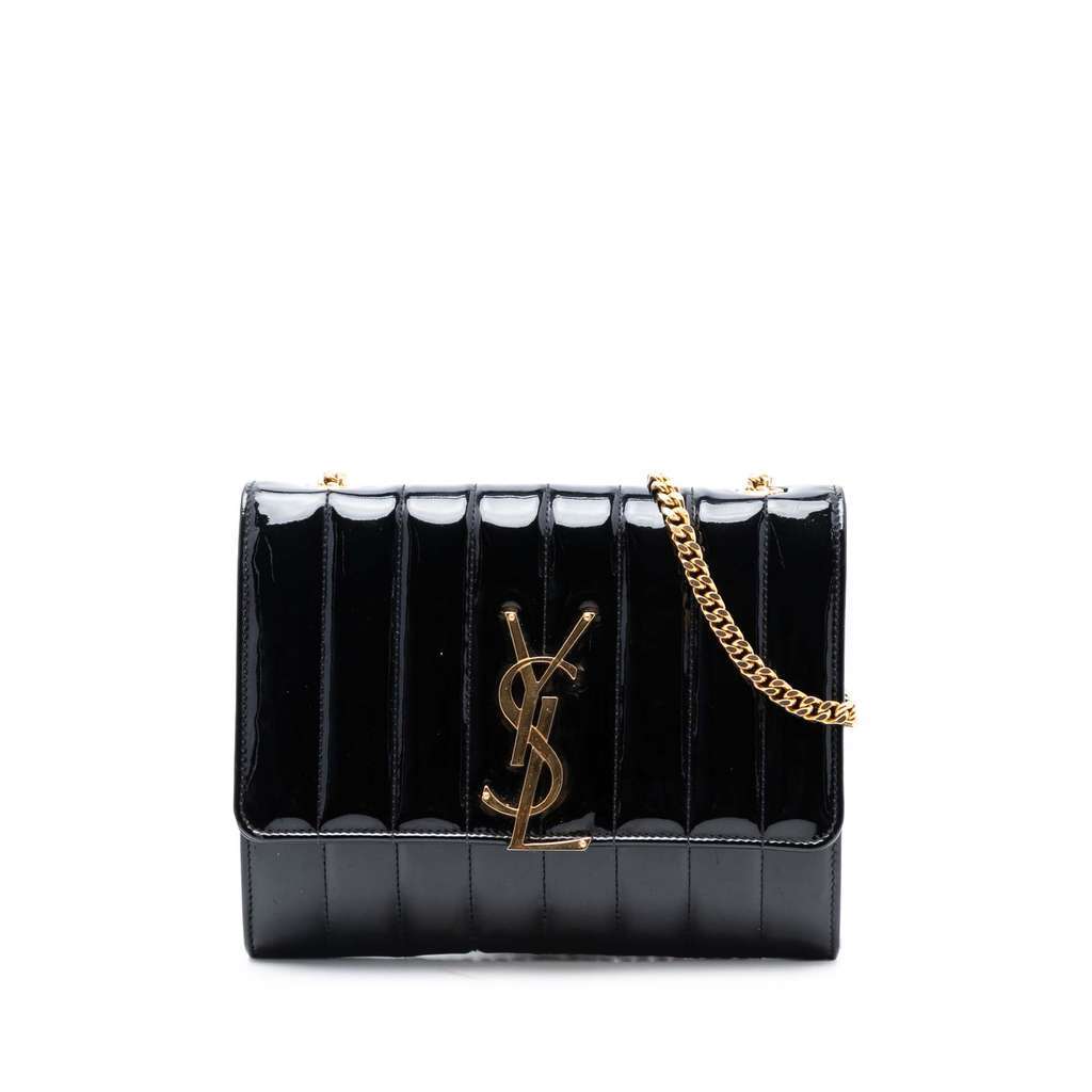 Saint Laurent Medium Patent Vicky Crossbody Black Leather Very good - Front View